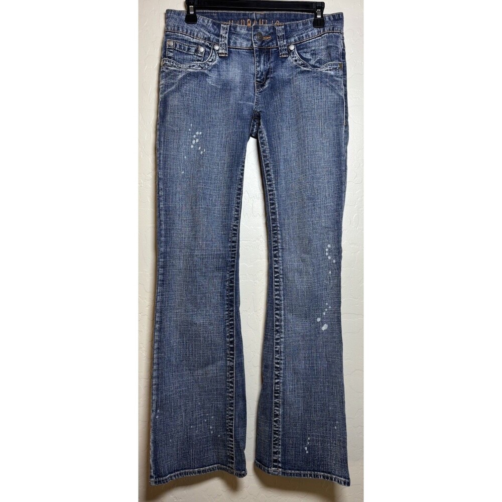 Hydraulic Jeans Womens 9/10 Blue Flare Bootcut Lowrise Studded Pockets Y2K